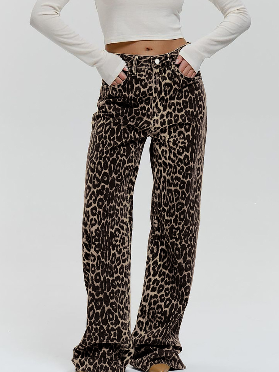 NTG Fad Loose Low-rise Leopard Print Trousers