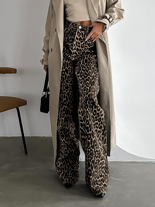 NTG Fad Loose Low-rise Leopard Print Trousers