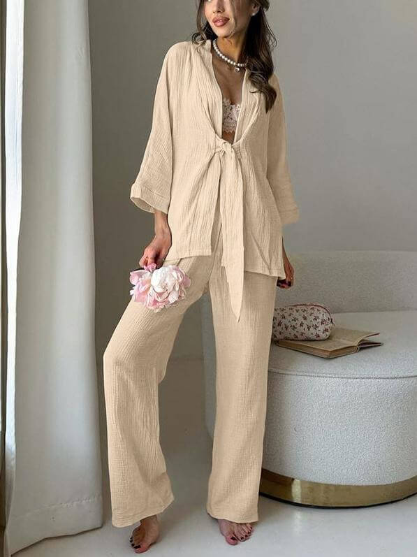 NTG Fad Loose Pure Cotton Breathable Long-sleeved Pajamas