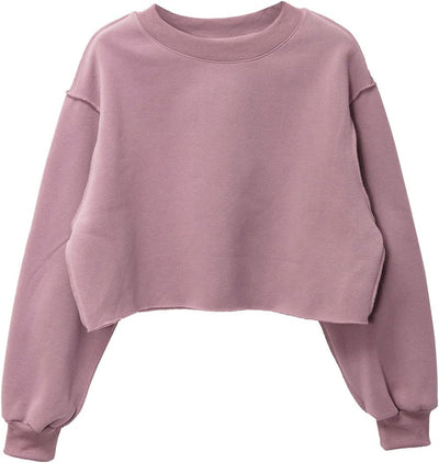 NTG Fad Mauve Taup / X-Large Women Cropped Long Sleeves Pullover Fleece Crop Tops