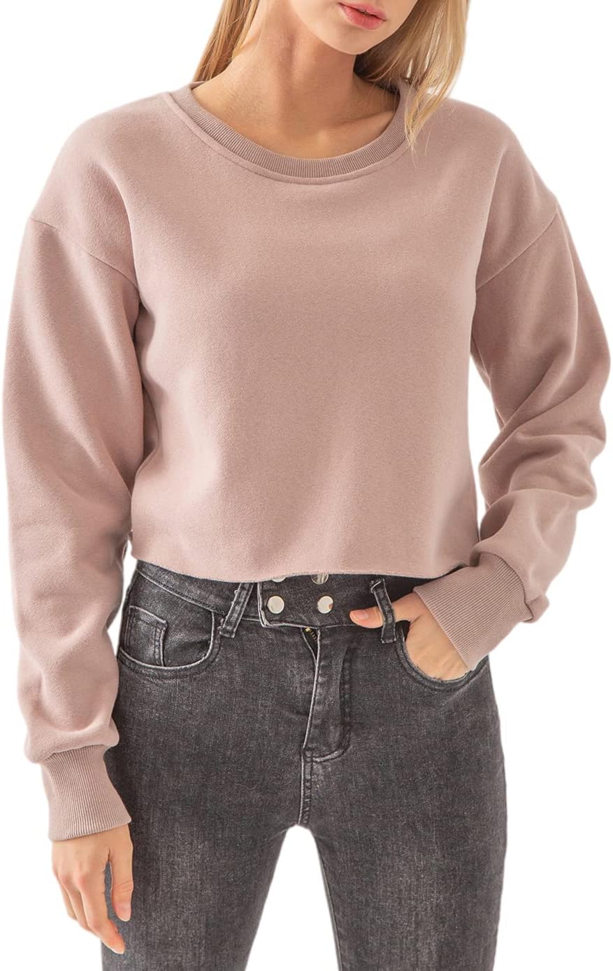 NTG Fad Mauve Taupe / XX-Large Cropped Hoodie Casual Fleece Crop Top for Fall Winter