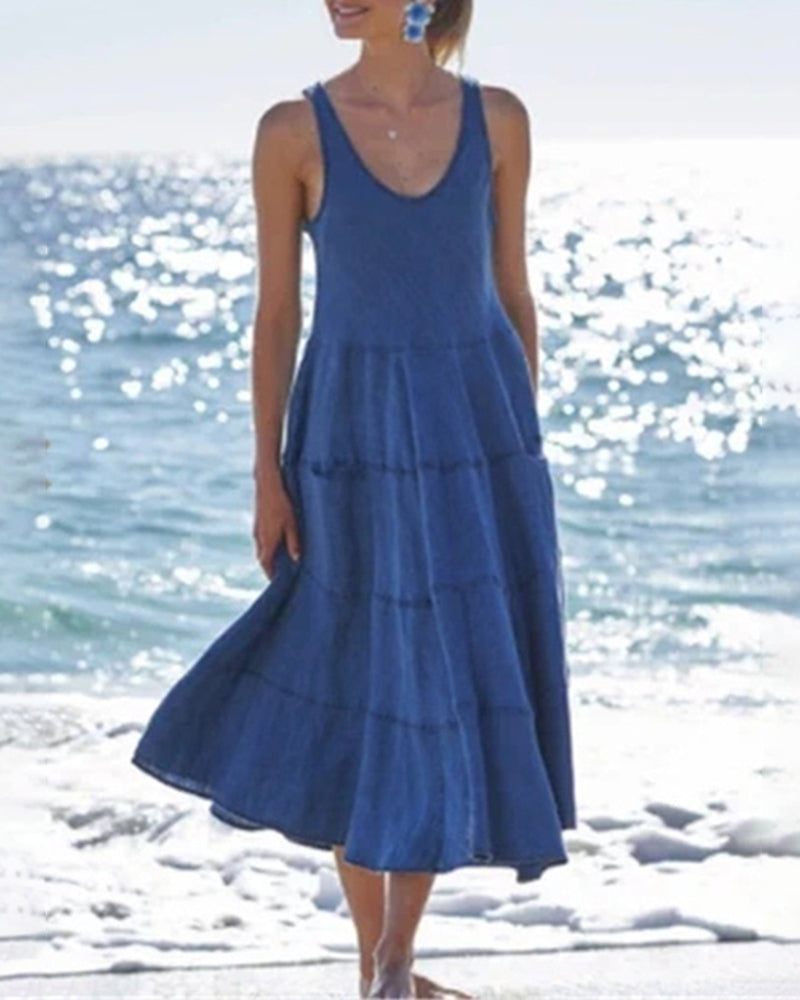 NTG Fad Maxi Dresses Blue / S(4-6) Sleeveless Long Dress Ladies Holiday Sundress
