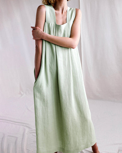 NTG Fad Maxi Dresses Casual Loose Square Neck Sleeveless Backless Mid Length Dress