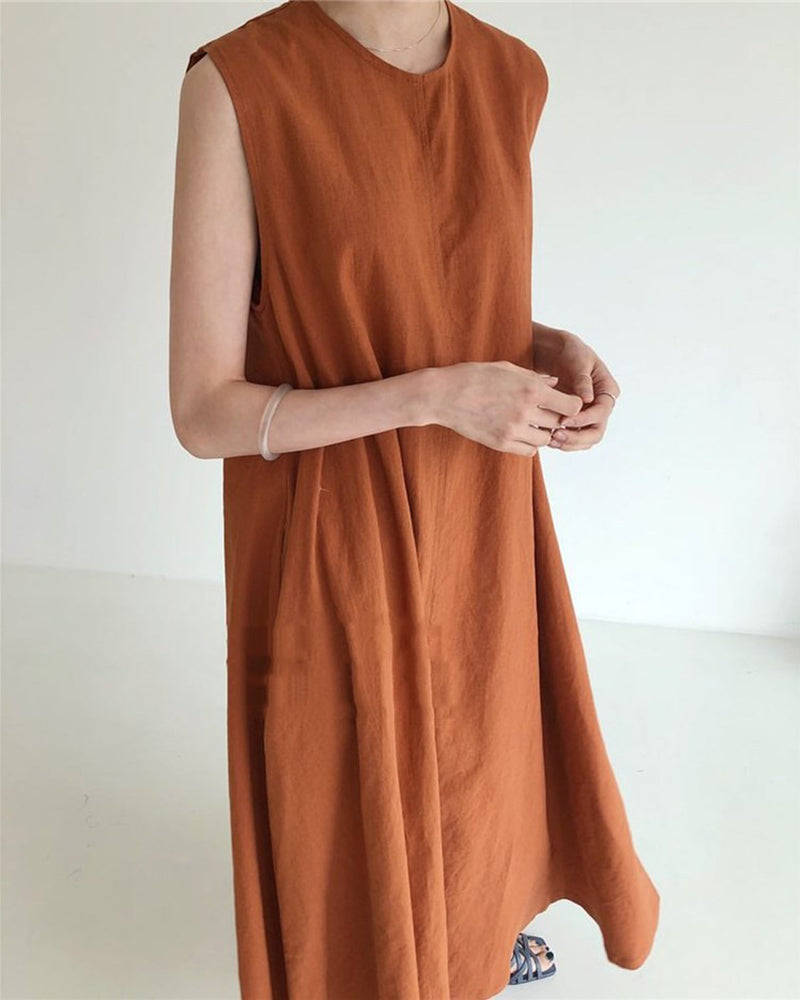Chic Loose Fit Tank Dress Casual Sleeveless Midi Dresses NTGFad Chic Loose Fit Tank Dress Casual Sleeveless Midi Dresses NTGFad