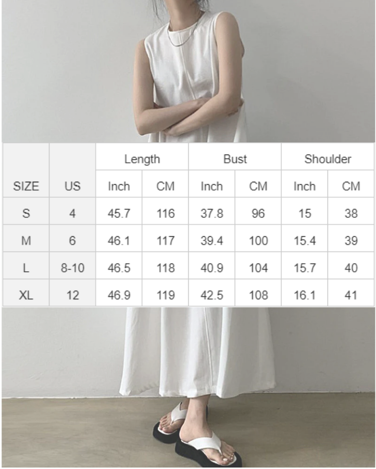 NTG Fad Maxi Dresses Chic Loose Fit Tank Dress Casual Sleeveless Midi Dresses