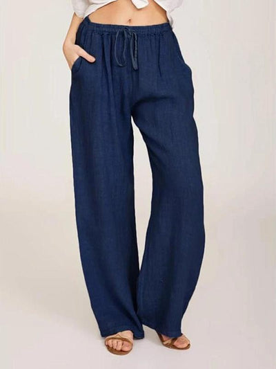 NTG Fad Navy Blue / US4-6 Double Pockets Elastic Waist Cozy Pants