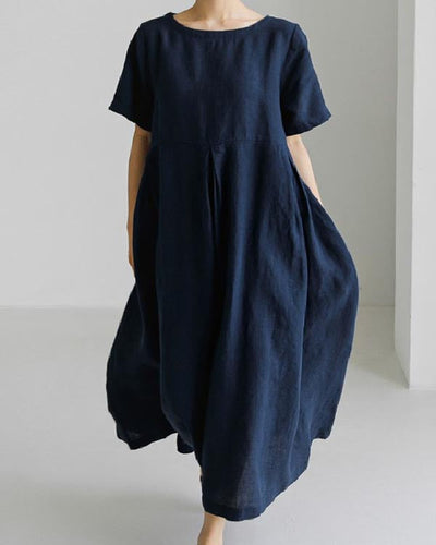 NTG Fad Navy / S Casual Loose Cotton Dress