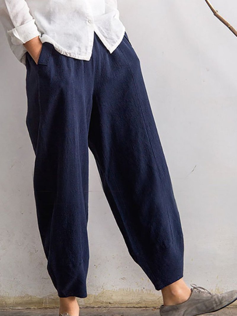 NTG Fad Navy / S Women's Pure Color Elegant Casual Cotton Pants