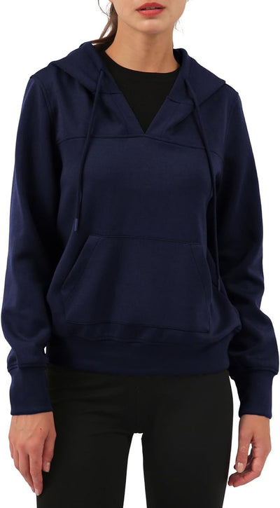 NTG Fad Navy / XX-Large Women's V Neck Drawstring Hoodie with Pockets