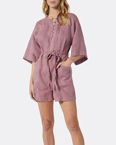 NTG Fad NTG Fad S / Burnt Purple Relaxed Loose Linen Jumpsuit-(HAND MAKE)