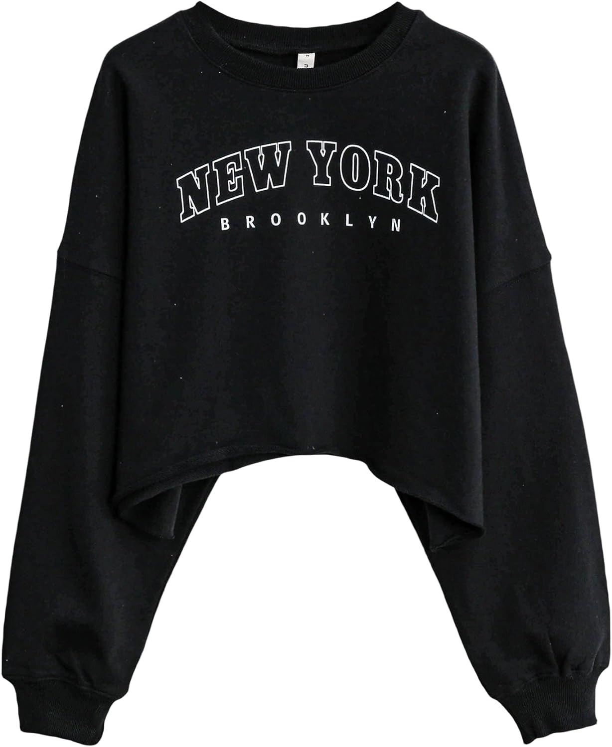 NTG Fad Ny-black / X-Small Cropped Hoodie Pullover Crewneck Crop Tops Oversize Fit
