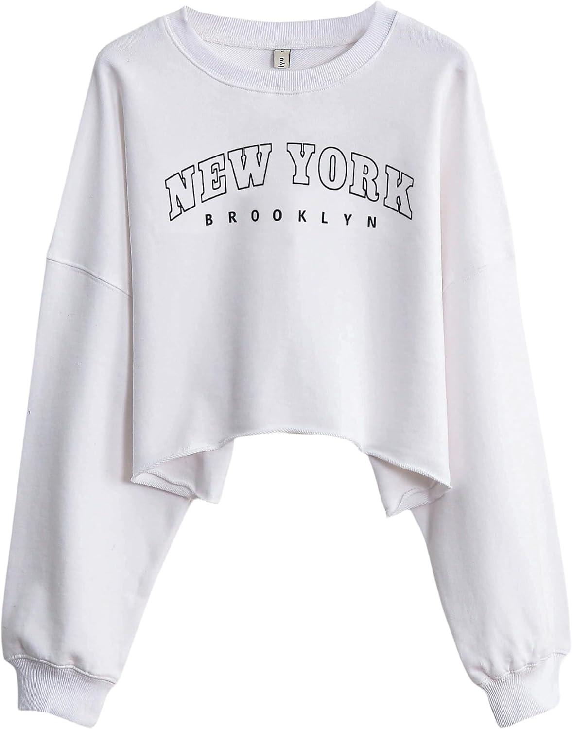 NTG Fad Ny-white / X-Small Amazhiyu Women’s Cropped Hoodie Pullover Long Sleeve Crewneck Crop Tops Oversize Fit