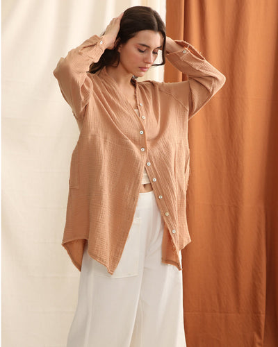 NTG Fad one size / orange Cotton Button Casual Shirt Jacket