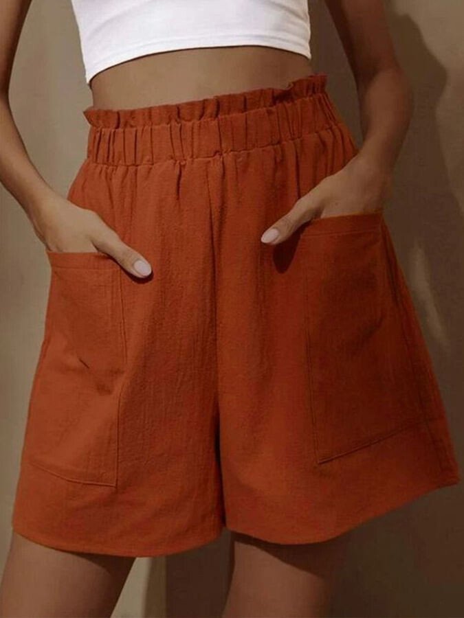 NTG Fad Orange / S Women's Pure Color Casual Cotton Shorts