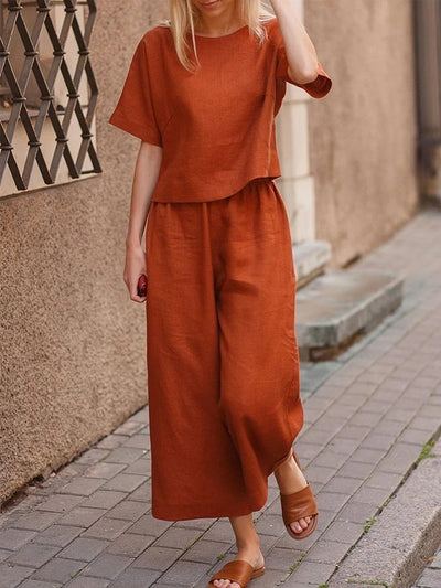 NTG Fad Orange / S Women's Solid Color Fashion Leisure Suit Two-piece Set Suit