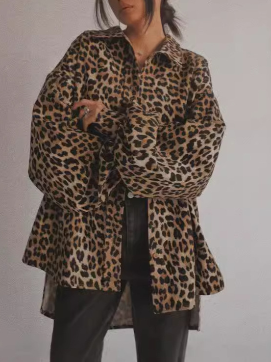 NTG Fad Oversized Leopard Print Shirt