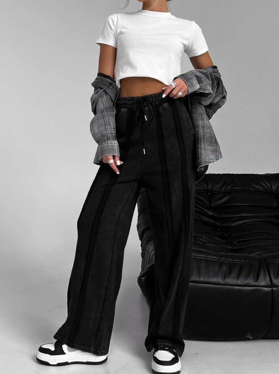 NTG Fad Pant Casual drawstring patchwork straight-leg trousers