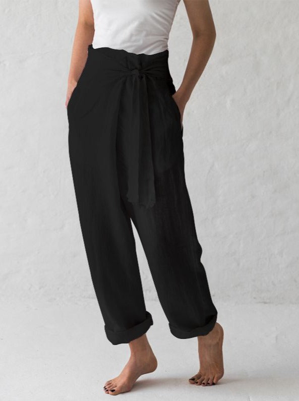 NTG Fad Pants Black / 5XL Cotton linen solid color high waist all-match pants