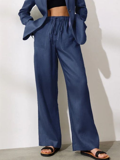 NTG Fad Pants Blue / 5XL Linen Pocket Drawstring Casual Trousers