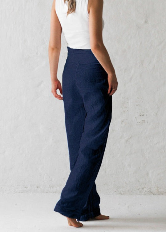 NTG Fad Pants Cotton linen solid color high waist all-match pants