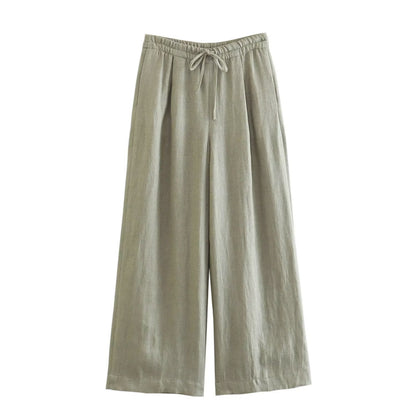 NTG Fad Pants light green / XS High waist casual wide leg pants
