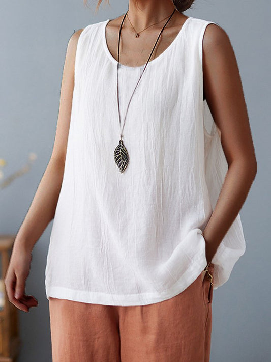 NTG Fad Picture 1 / M Women's Pure Color Sleeveless Cotton Linen Tee