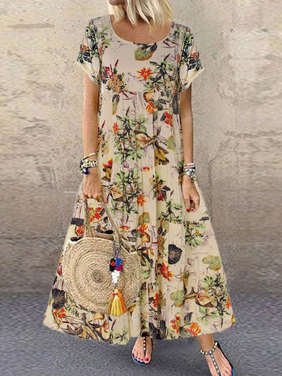 NTG Fad Picture 1 / S Women's Fashion Vintage Print Sleeveless Round Neck Dress