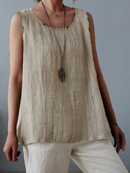 NTG Fad Picture 2 / M Women's Pure Color Sleeveless Cotton Linen Tee