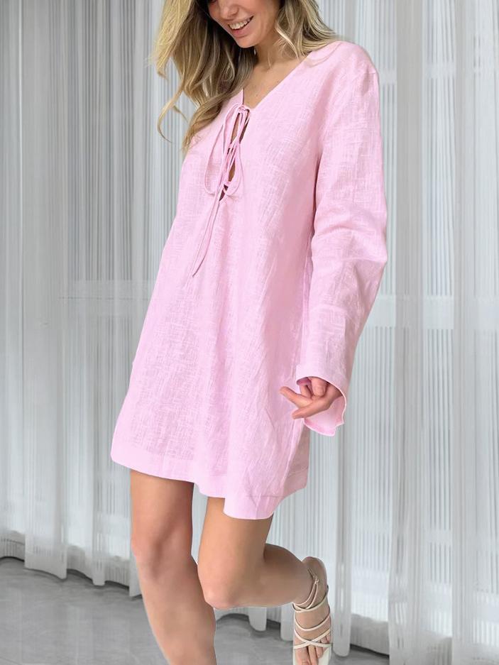 NTG Fad Pink Long-sleeved Tie Nightdress