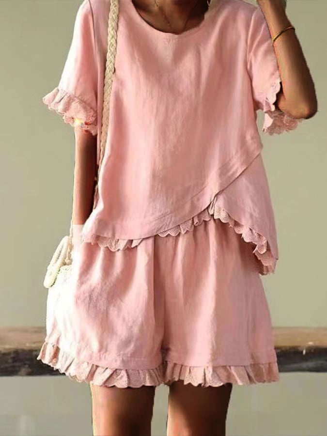 NTG Fad Pink / S Casual Irregular Lace Suit