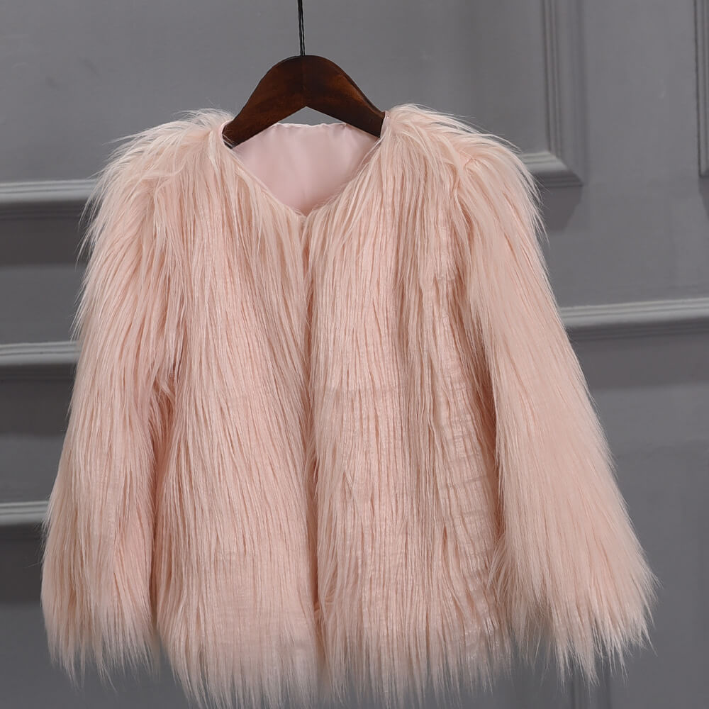 NTG Fad Pink / S Fluffy Faux Fur  Short Winter Coat