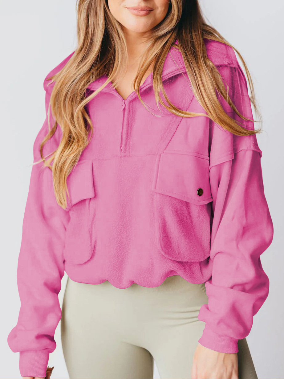 NTG Fad Pink / S Waisted Polar Fleece Half-zip Sweatshirt