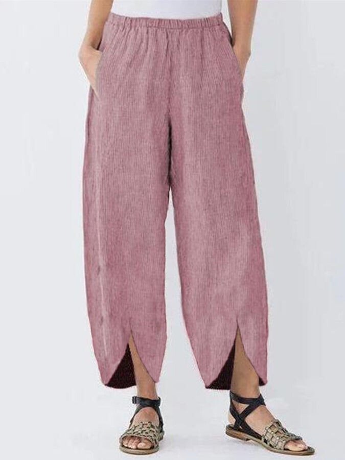 NTG Fad Pink / S Women's Casual Pure Color Cotton Cropped Pants