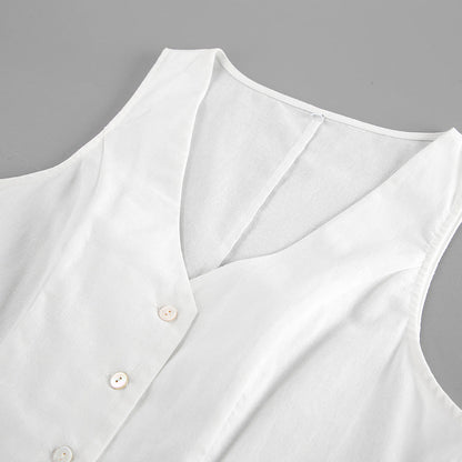 NTG Fad Pure cotton micro-transparent sleeveless vest shorts casual suit