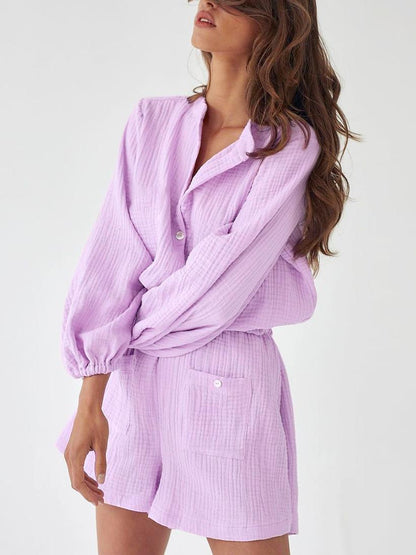 NTG Fad Purple / S Cotton One-piece Pajamas