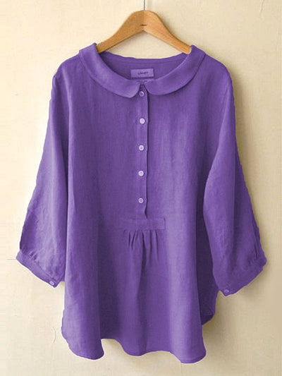 NTG Fad Purple / S Women's Cotton Linen Seven Sleeve Shirt