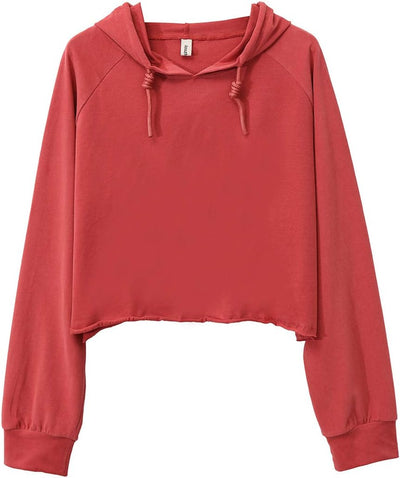 NTG Fad Red / Large Cropped Sweatshirt Casual Pullover Crop Top with Hooded