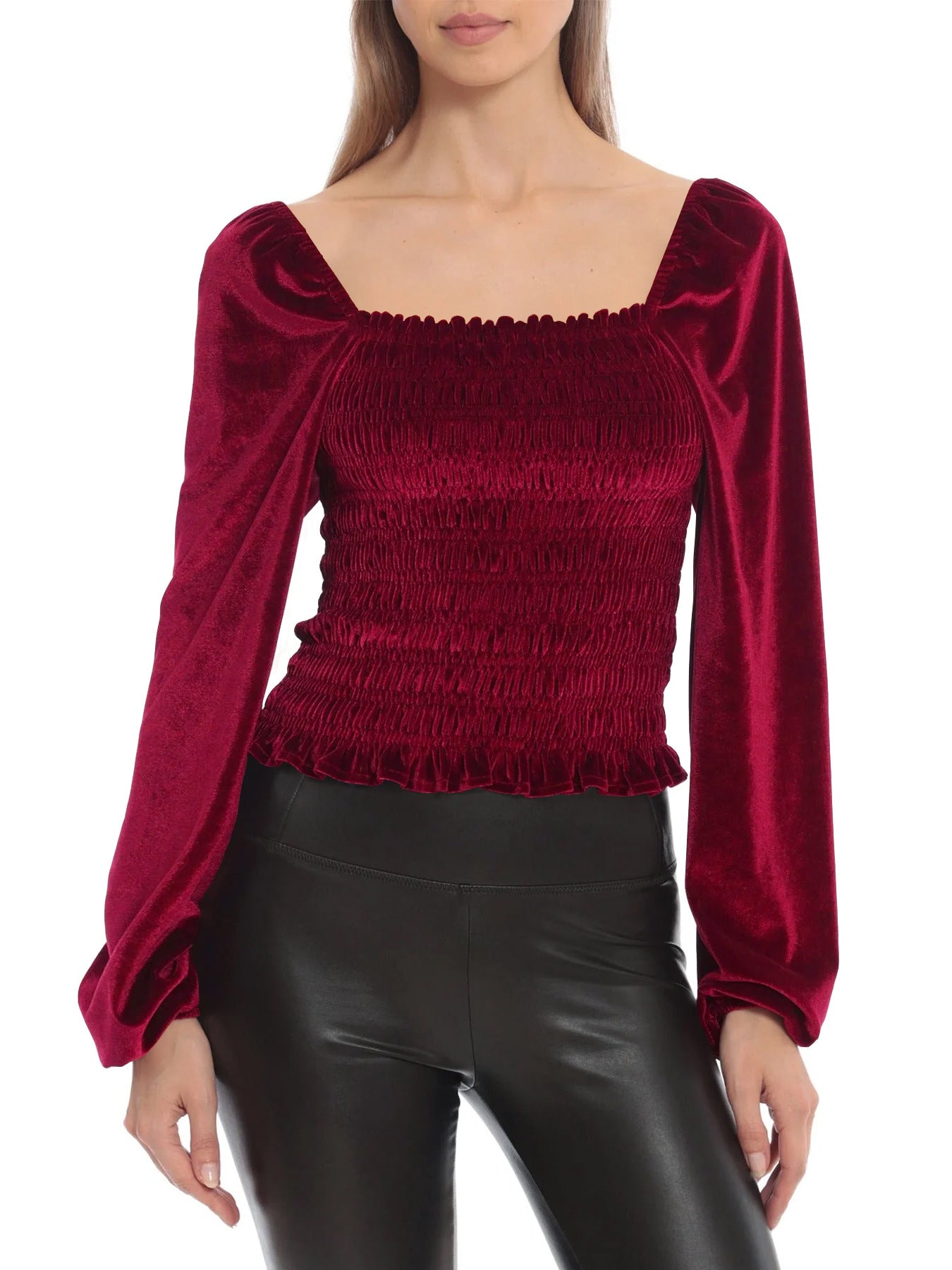 NTG Fad Red / S French elegant suede long sleeves