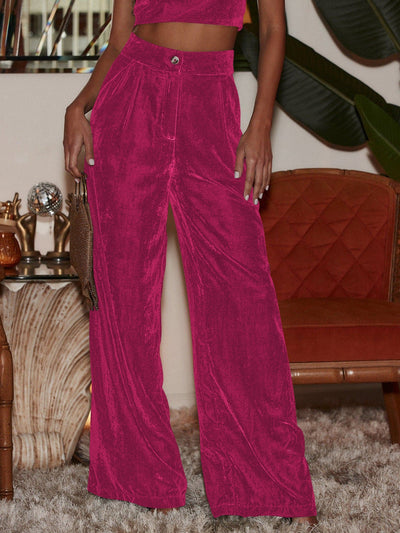 NTG Fad Rose red / S Loose casual gold velvet drapey wide-leg pants