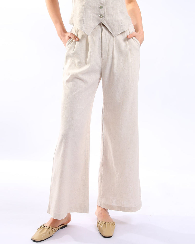 NTG Fad S / Apricot Linen halterneck ladies pants-(Hand Made)