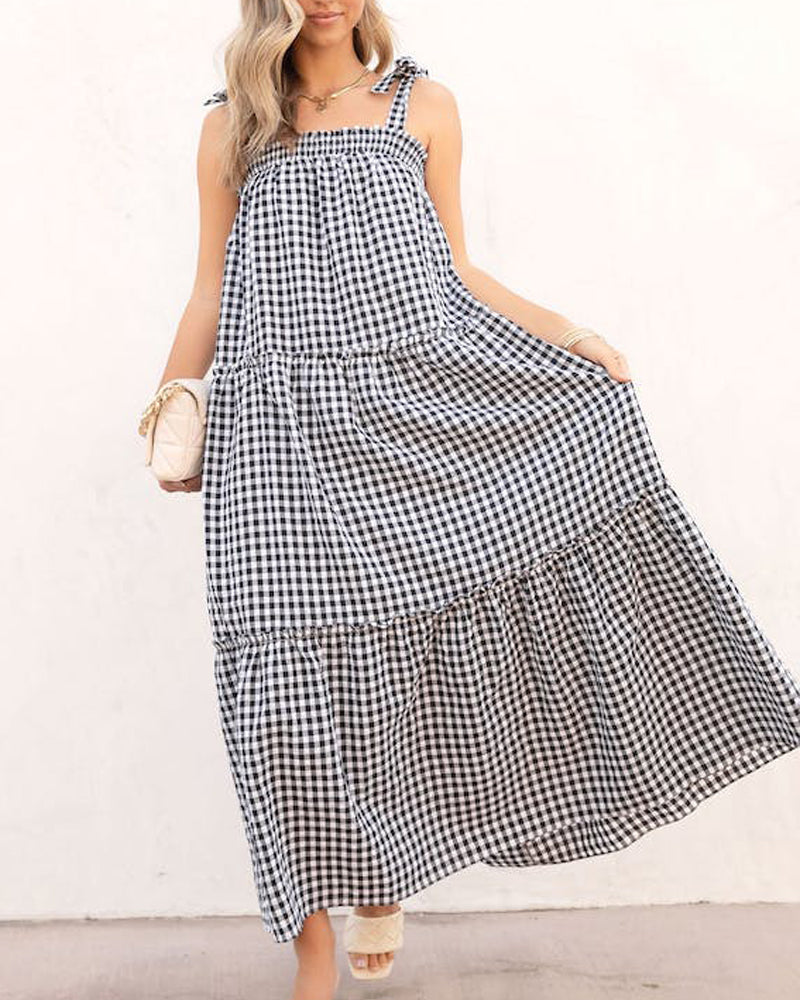 NTG Fad S / Black and white Check Strap Dresses For Every Occasion-(Hand Make)
