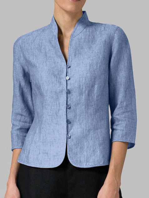NTG Fad S / blue Cotton And Linen Waist Slim Fashion Small Coat