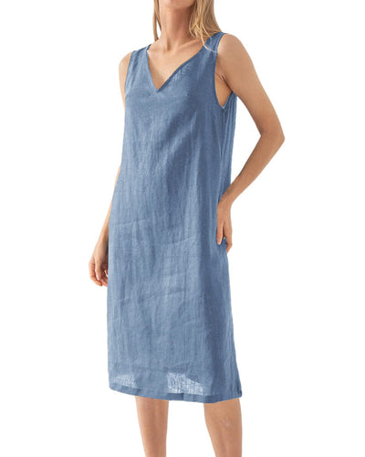 NTG Fad S / Blue Women’s 100% Linen Sleeveless Dress