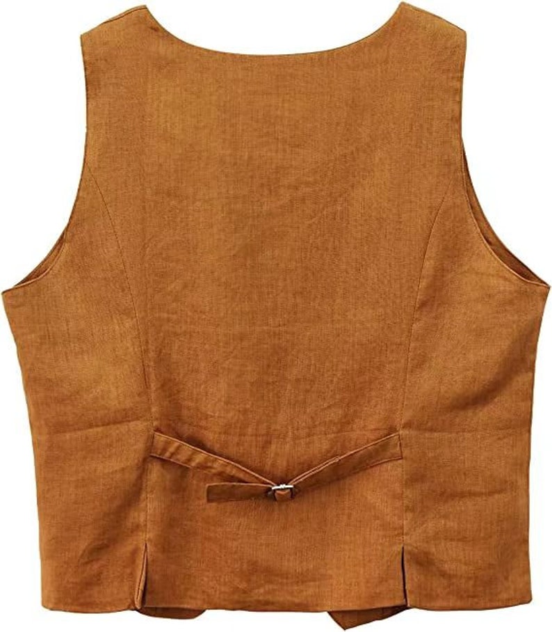 NTG Fad S / Brown Linen Waistcoat For Woman, Boho Waistcoat