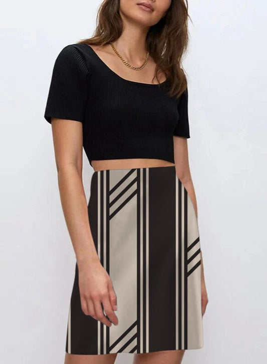 NTG Fad S Geometric striped print skirt-（Hand Made）