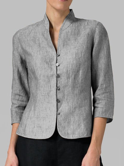 NTG Fad S / Grey Cotton And Linen Waist Slim Fashion Small Coat