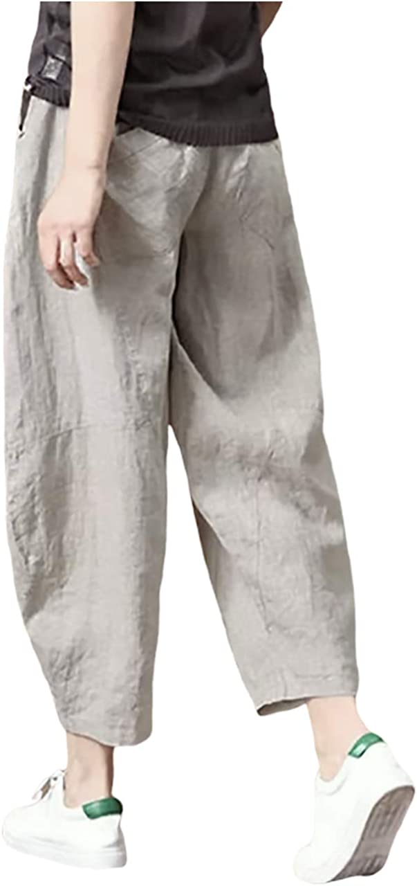 NTG Fad S / Grey Ladies cotton linen loose cropped pants