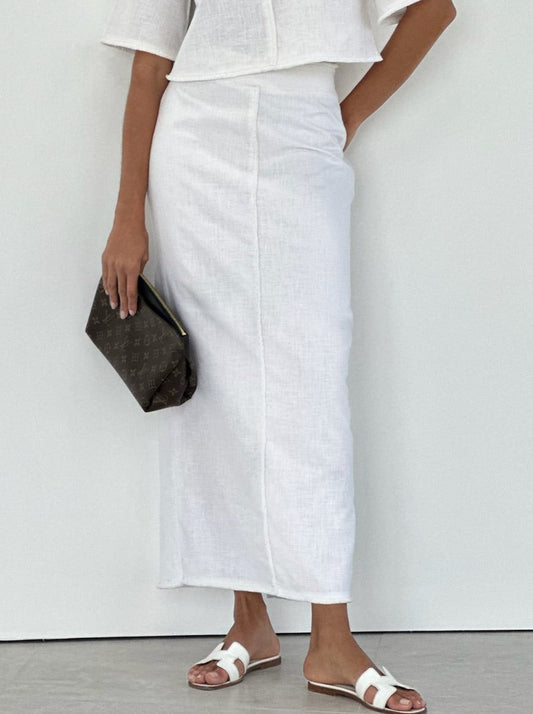 NTG Fad S Lana Linen Blend Day Skirt | Ivory White 