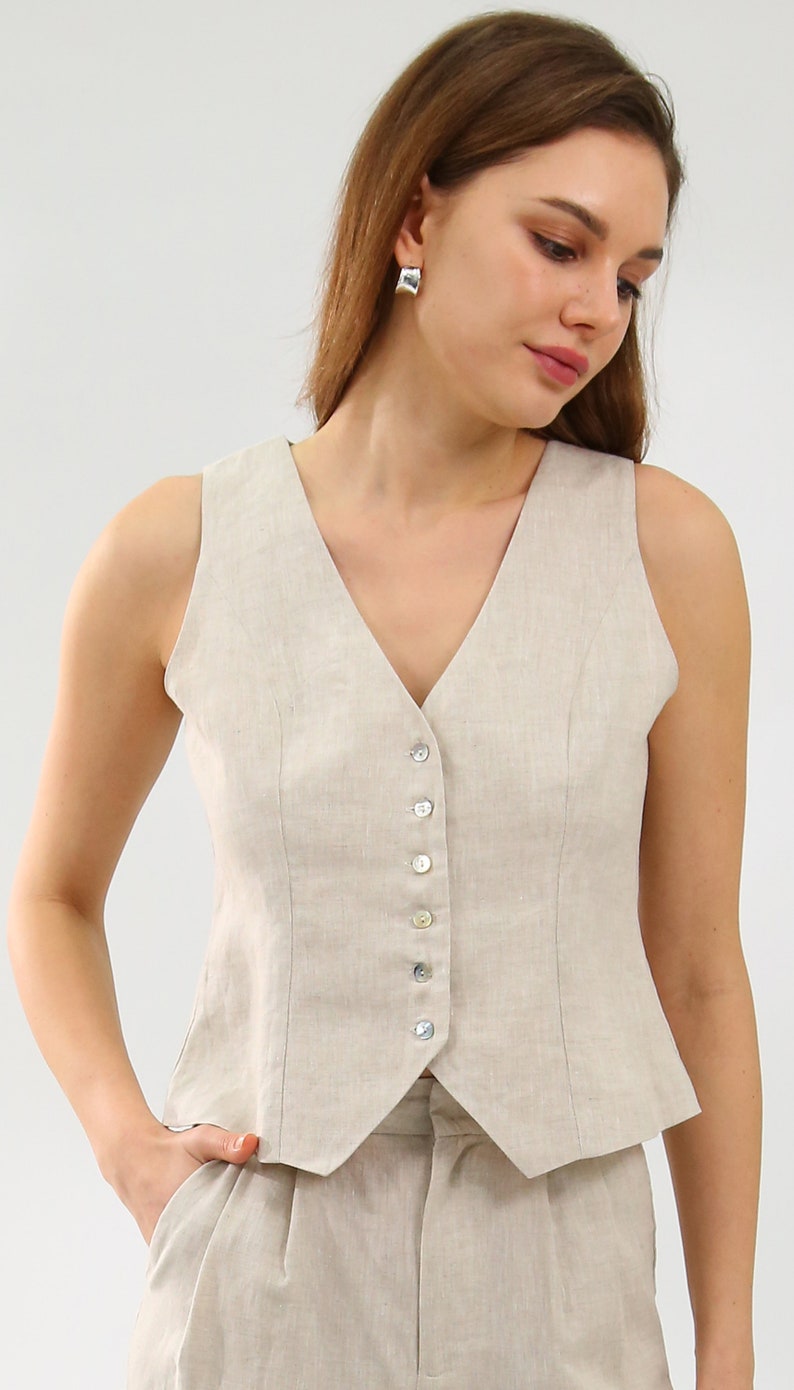 NTG Fad S / Linen Linen Waistcoat For Woman, Boho Waistcoat