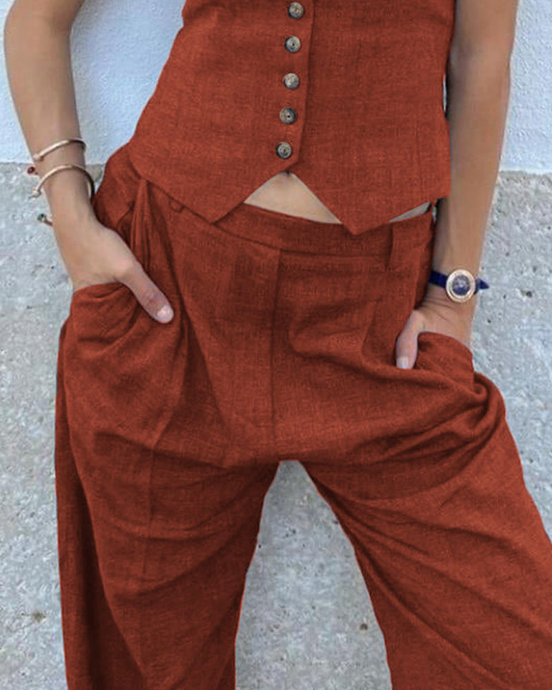 NTG Fad S / Orange LINEN LADIES PANTS-(Hand Made)